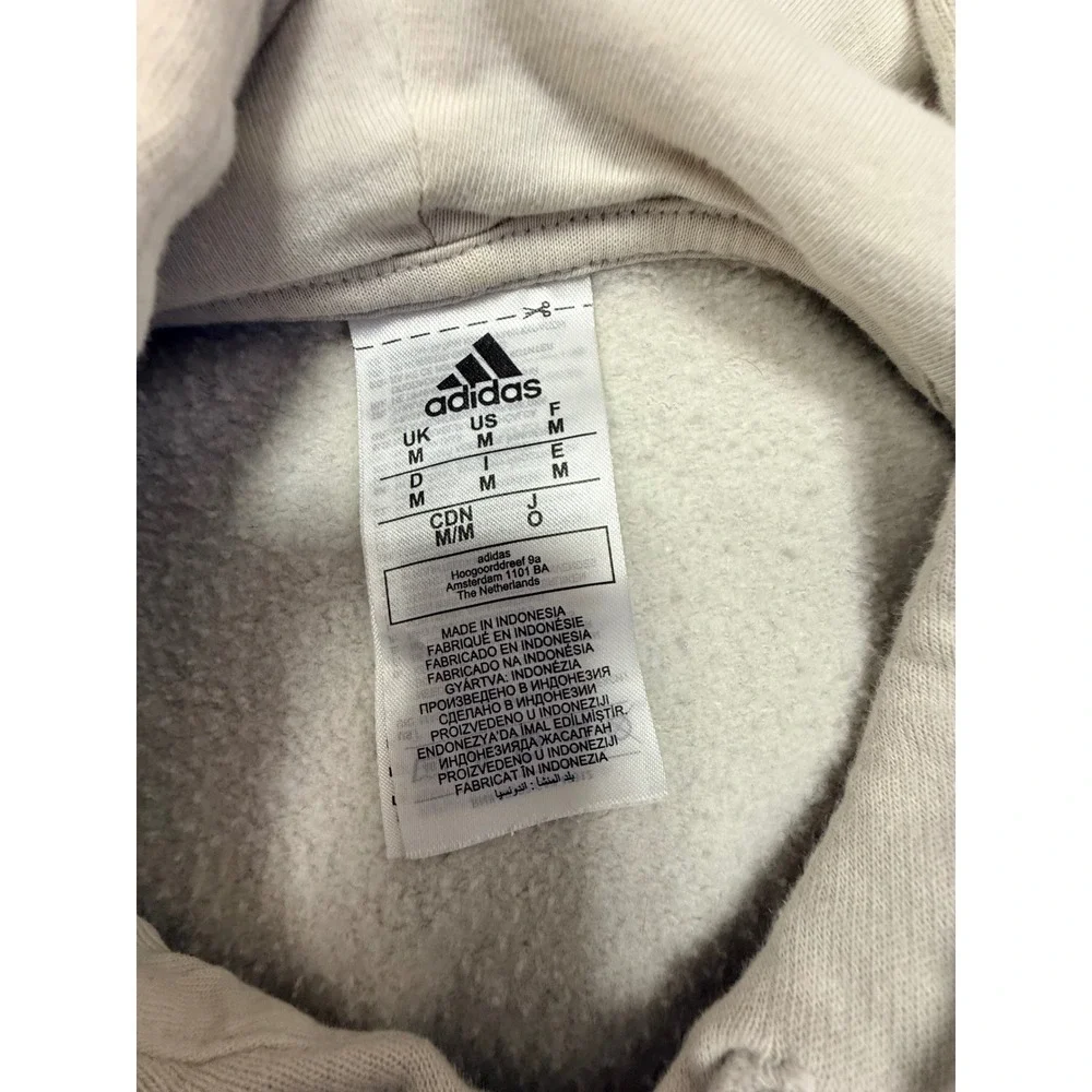 Adidas Mens Essentials Embroidered Logo Hoodie Beige Tan Pullover Medium